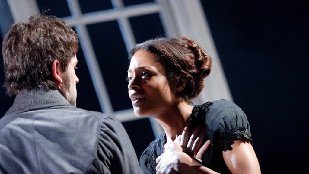 Jonny Lee Miller and Naomie Harris in Frankenstein