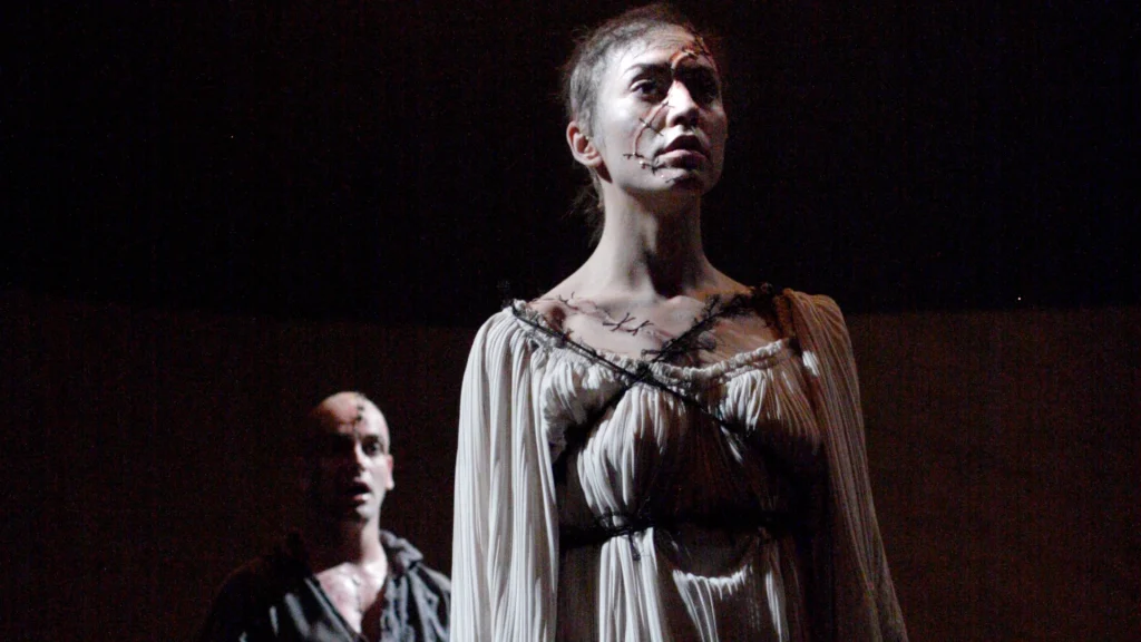 Jonny Lee Miller and Andreea Padurariu in Frankenstein