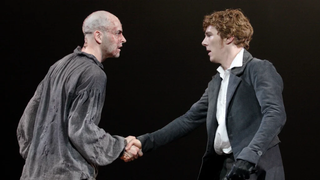 Jonny Lee Miller and Benedict Cumberbatch in Frankenstein