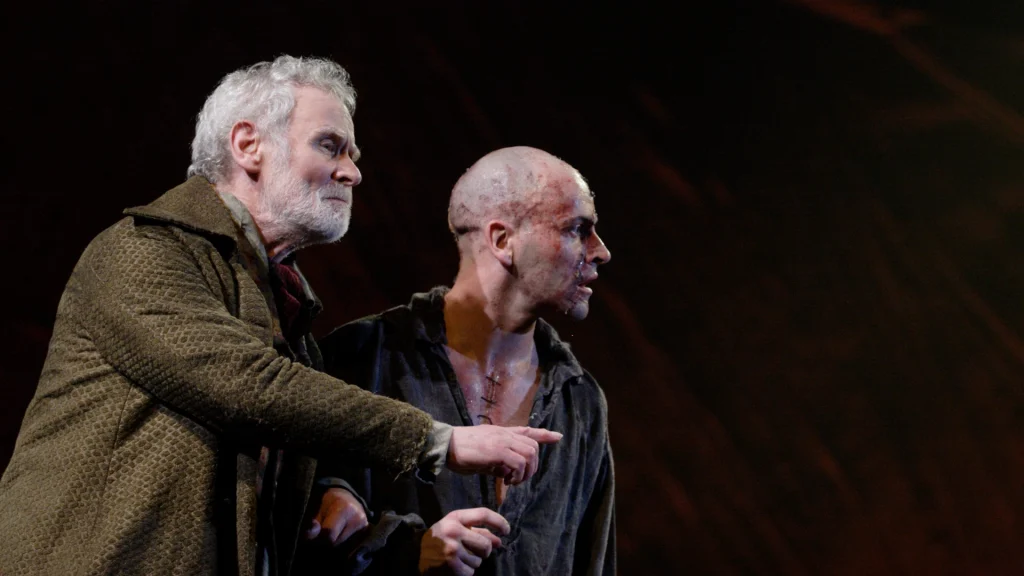 Karl Johnson and Jonny Lee Miller in Frankenstein